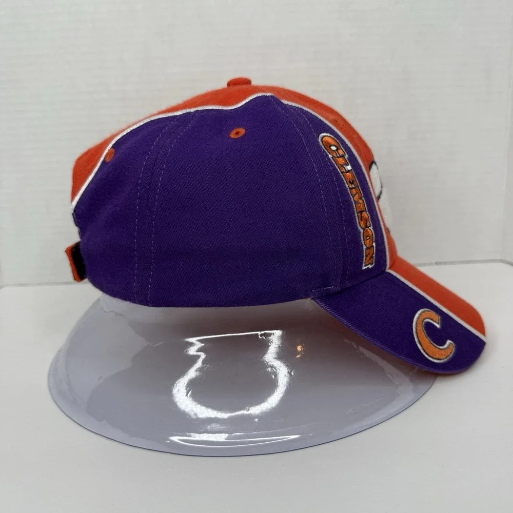 Clemson University Tigers Y2K Two Tone Spilt Adjustable Hat Cap NCAA Purple
